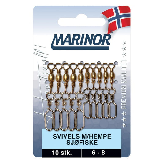 Marinor Svivels m-hempe Sjø-fiske 10-pk Str 6-8