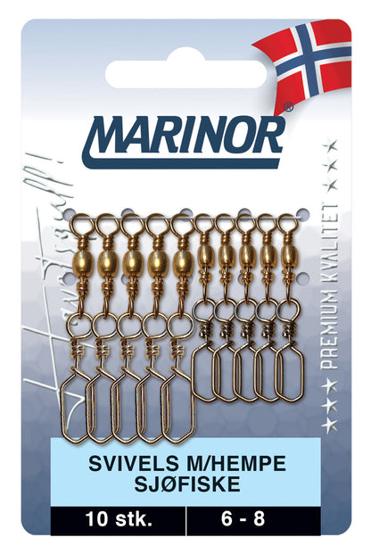 Marinor Svivels m-hempe Sjø-fiske 10-pk Str 6-8