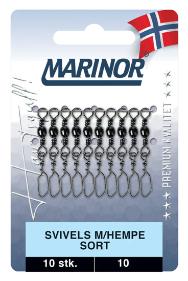 Marinor Svivels m-hempe sort 10-pk