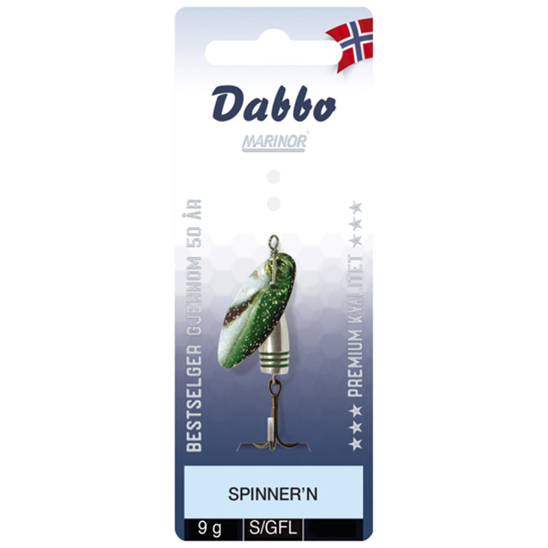 Dabbo Spinner-n Orginal 6g Green/flake - Fiskenerden.no