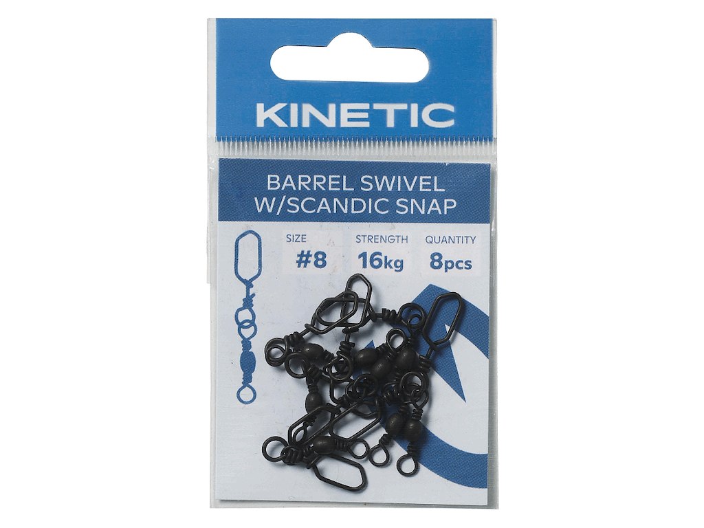 Kinetic Barrel Swivel W/Scandic Snap 3pk - Fiskenerden.no