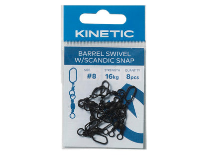 Kinetic Barrel Swivel W/Scandic Snap 3pk - Fiskenerden.no