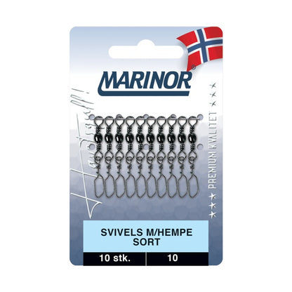 Marinor Svivels m-hempe sort 10-pk